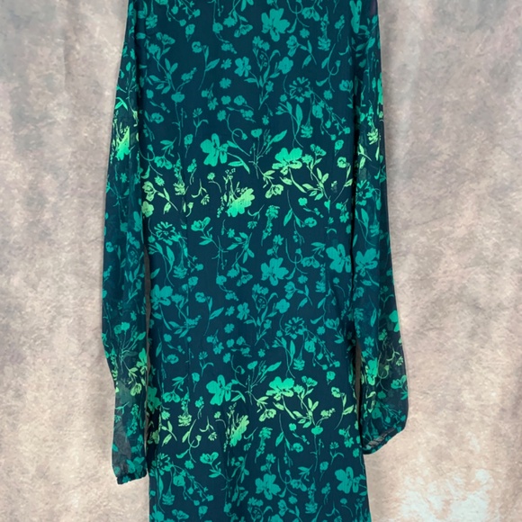 A New Day Women's Ruched Front Green Bodycon Dress Floral Print - Picture 9 of 10